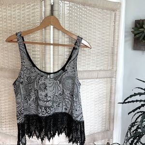 Free People sheer lace crop top with lace detail